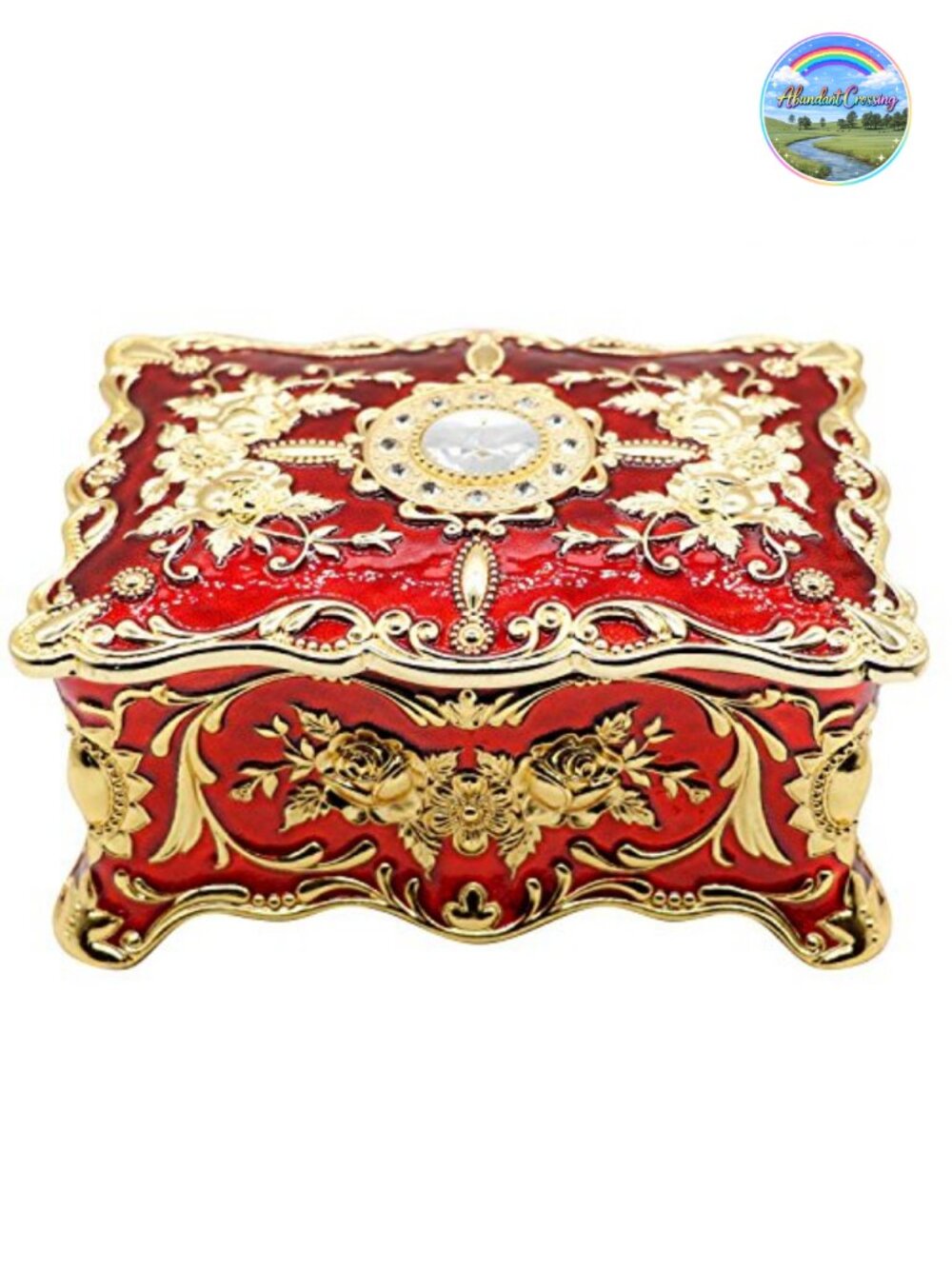 Vintage Metal Alloy Two-Layer Jewelry Box Rose Pattern Carved Trinket Organizer